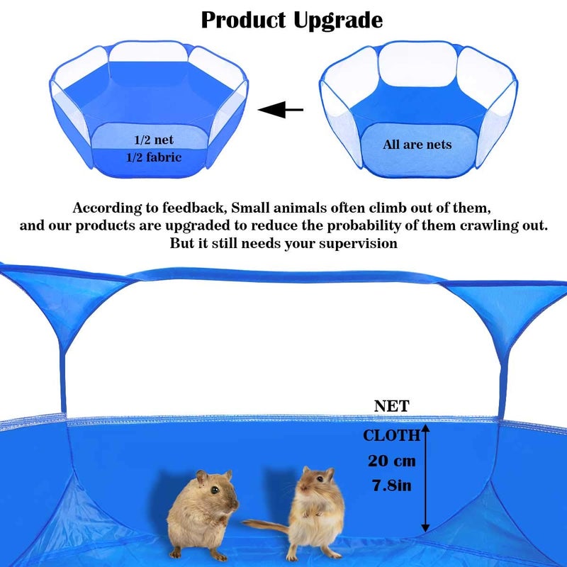 GABraden Small Animals Tent,Reptiles Cage,Breathable Transparent Pet Playpen Pop Open Outdoor/Indoor Exercise Fence,Portable Yard Fence (Upgrade Blue) - Image 2